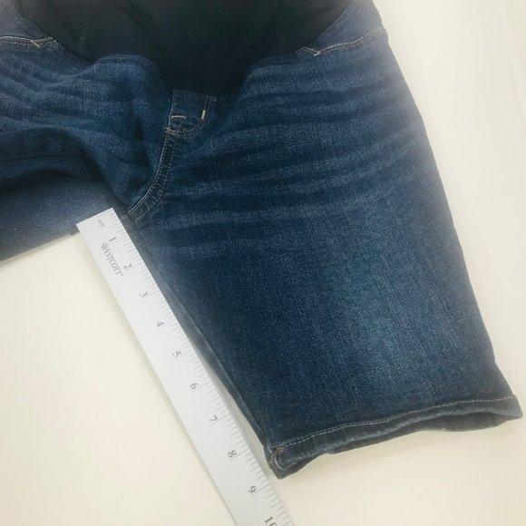Isabel Maternity Women's Size 4 Crossover Panel Bermuda Blue Denim Short New - Picture 8 of 16
